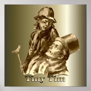 Póster Pequeños Navidades Tim Carol con Bob Cratchit
