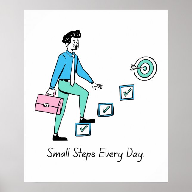 Póster Pequeños pasos todos los días - Poster motivaciona (Frente)