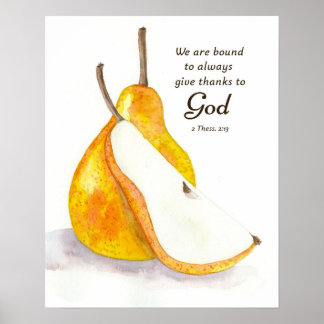 Póster Pera Fruta Fresca Cocina Escritura Dar Gracias