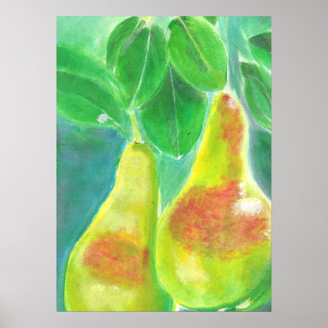 Póster Peras colgadas de la pintura de árboles (Frente)