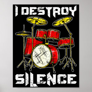 Póster Percusionista de Batería Bateristas Destruyo Silen