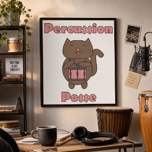 Póster Percussion Posse - Gatito Baterista Adorable