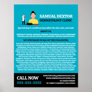 Póster Pérdida del pelo, dermatólogo, clínica dermatológi