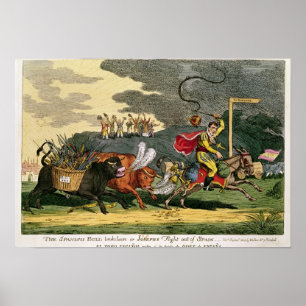 Póster Perdida o fuga de toros españoles, vuelo de Joseph