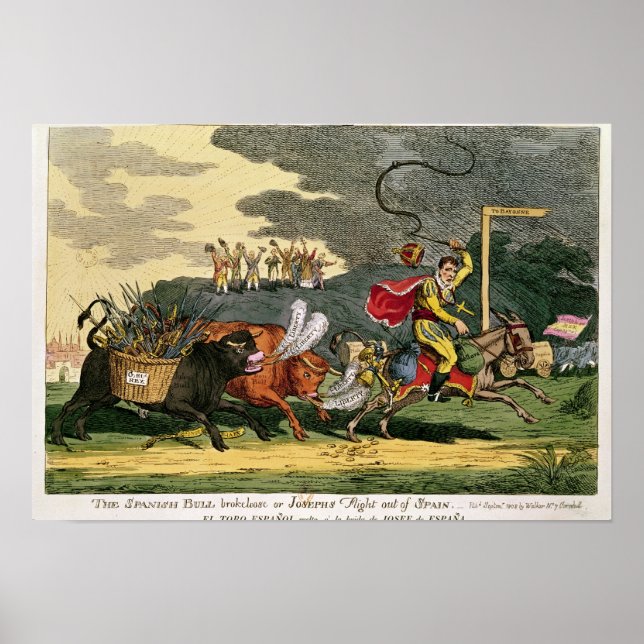 Póster Perdida o fuga de toros españoles, vuelo de Joseph (Frente)
