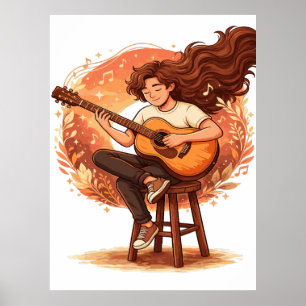 Póster Perdido En La Música Estética Del Guitarrista Acog