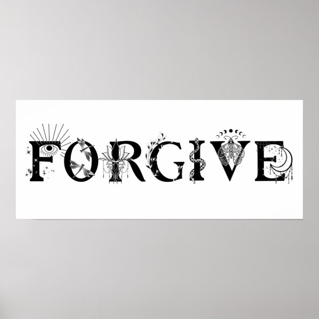 Póster Perdonar al mundo inspirador Lotus moon espiritual (Frente)