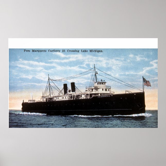 Póster Pere Marquette Car Ferry 21 Crossing Lake Michigan (Frente)