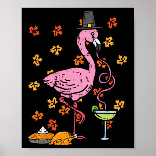 Póster Peregrino de Acción de Gracias Flamingo Cae Hombre