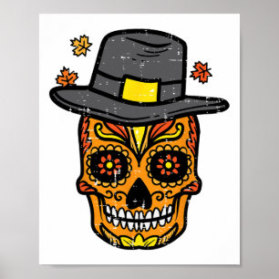 Póster Peregrino de la Calavera de Azúcar de Acción de Gr