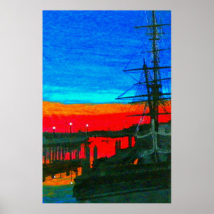Póster Peregrino en la pintura del puerto de Dana al aman