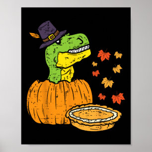 Póster Peregrino Trex Dinosaurio Calabaza Pie de Acción d