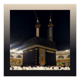 Póster Peregrinos del Hajj en Fajr, Kaaba, Meca, Arabia S