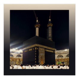 Póster Peregrinos del Hajj en Fajr, Kaaba, Meca, Arabia S