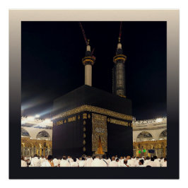 Póster Peregrinos del Hajj en Fajr, Kaaba, Meca, Arabia S