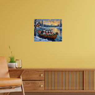 Póster Pereza de Navidad de Malamute de Alaska Barco Fies