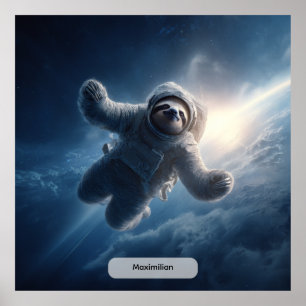 Póster Perezoso Astronauta Animal Surrealista Espacial Pe