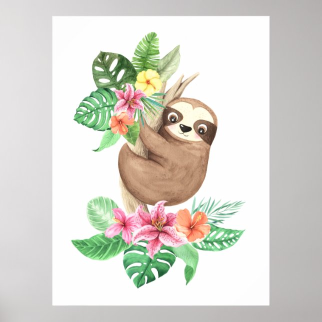 Póster Perezoso Bebé Tropical (Frente)