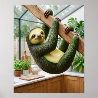 Póster Perezoso cremoso de aguacate