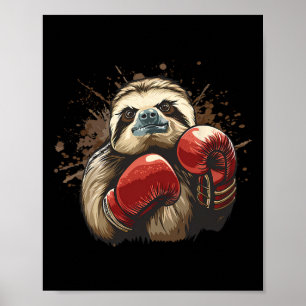 Póster Perezoso de boxeo con guantes de boxeo Kickboxing 