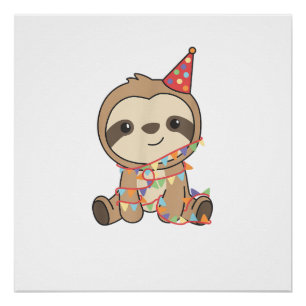 Póster Perezoso de Cumpleaños para Niños Una Camiseta de 