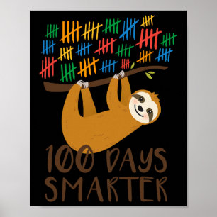 Póster Perezoso de los primeros 100 días de escuela