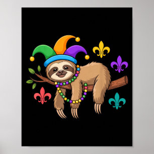 Póster Perezoso de Mardi Gras para el festival de amantes