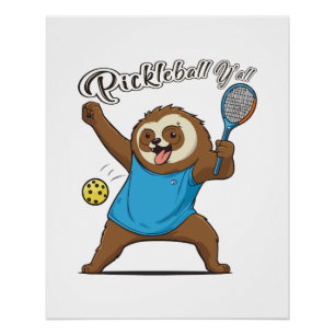 Póster Perezoso de Pickleball T- Pickleball de Todos
