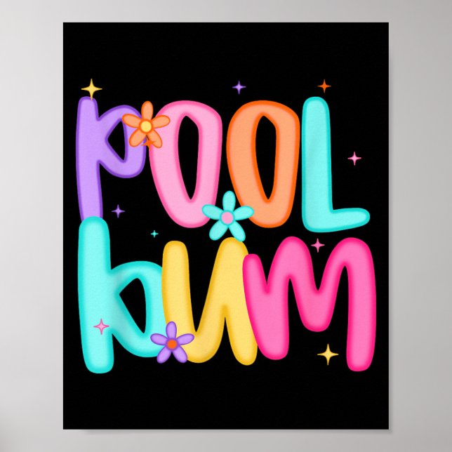 Póster Perezoso de Piscina Poder Floral Verano Diversión (Frente)