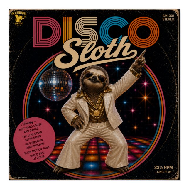 Póster Perezoso Disco (Anverso)