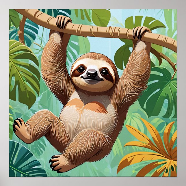 Póster Perezoso en un árbol  (Frente)