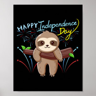 Póster Perezoso Feliz Día de la Independencia