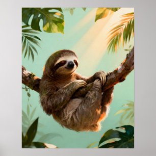 Póster Perezoso Lindo Tropical Vibraciones de Animal de J