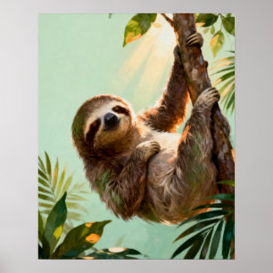 Póster Perezoso Lindo Tropical Vibraciones de Animal de l