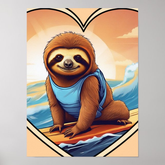 Póster Perezoso Surfista (Frente)