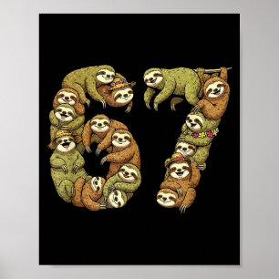 Póster Perezoso Tribal Divertido 6 7 Meme Seis Siete Amor