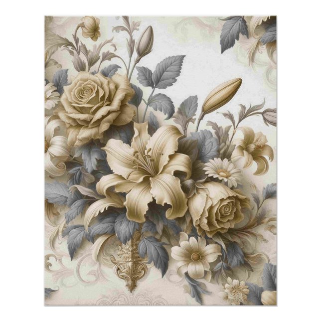 Póster Perfección floral amarilla antigüa (Anverso)