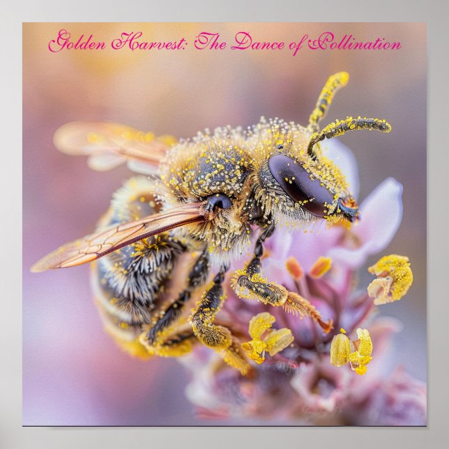 Póster Perfección polinizada: fotografía de macro abee (Frente)