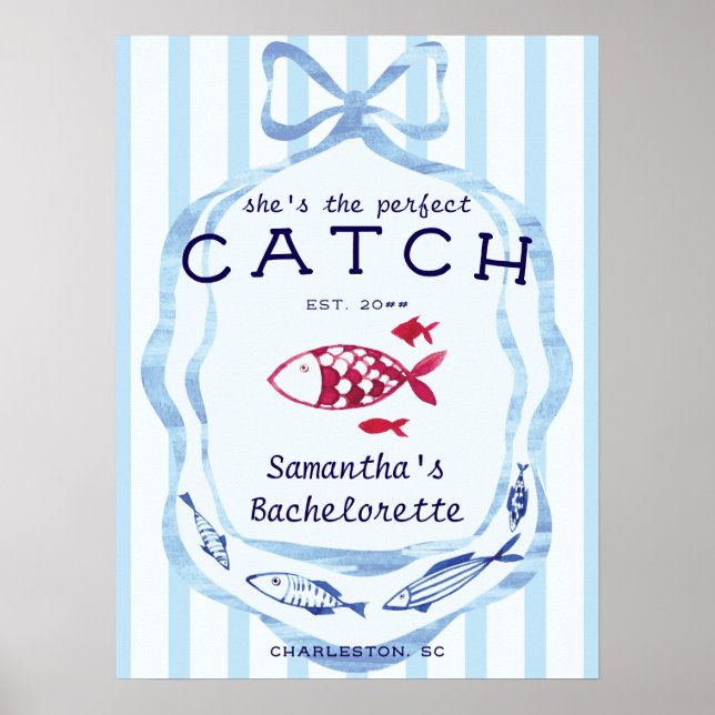 Póster Perfect Catch Beach Fishing Bachelorette Sign (Frente)