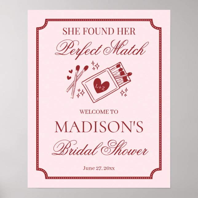Póster Perfect Match Made in Heaven Bridal Shower Welcome (Frente)