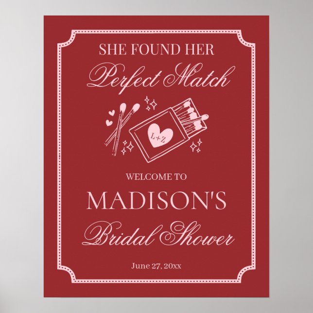 Póster Perfect Match Made in Heaven Bridal Shower Welcome (Frente)