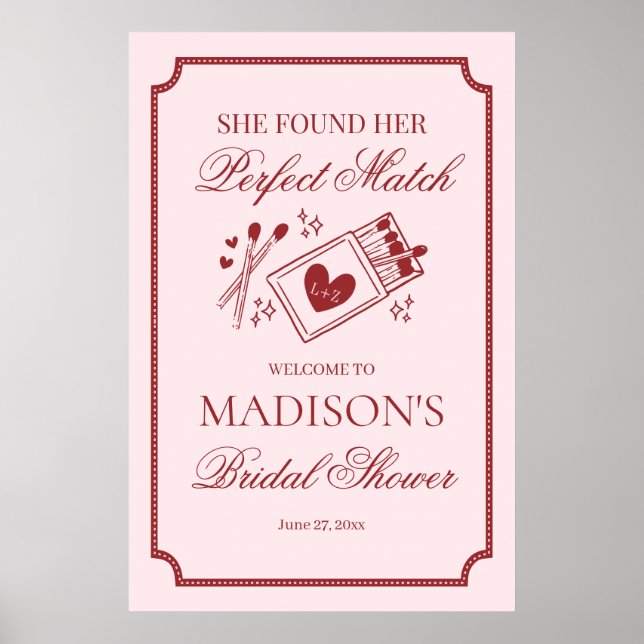 Póster Perfect Match Made in Heaven Bridal Shower Welcome (Frente)