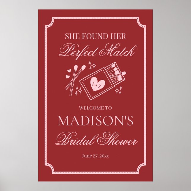Póster Perfect Match Made in Heaven Bridal Shower Welcome (Frente)