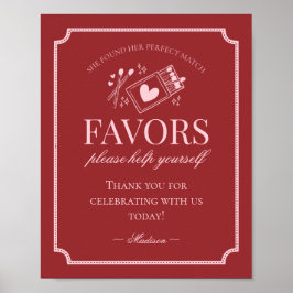 Póster Perfect Match Matchbox Bridal Shower Favors Sign