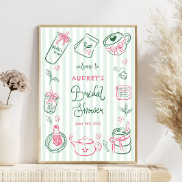 Póster Perfect Matcha Bridal Shower Green Welcome Sign