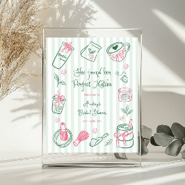 Póster Perfect Matcha Stripes Bridal Shower Welcome Sign