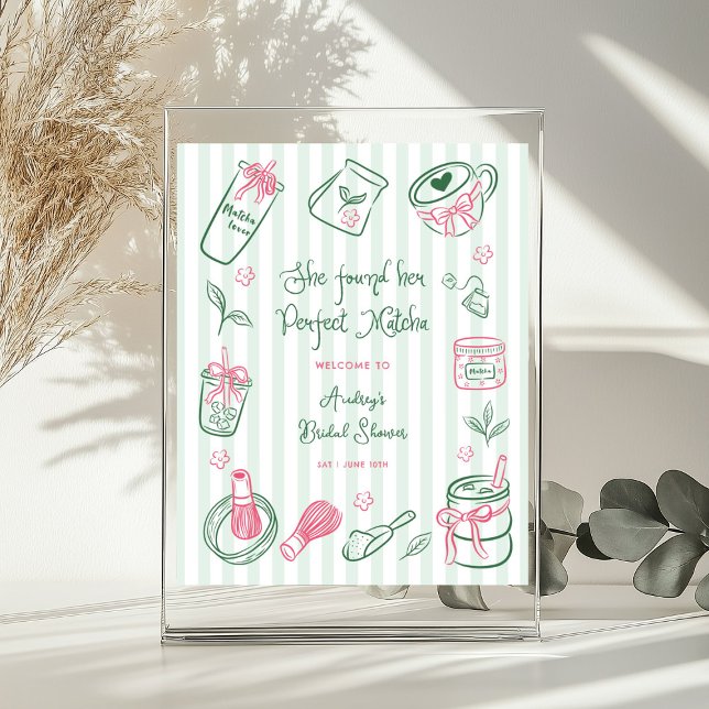 Póster Perfect Matcha Stripes Bridal Shower Welcome Sign (Subido por el creador)