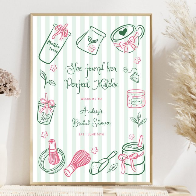 Póster Perfect Matcha Stripes Bridal Shower Welcome Sign (Subido por el creador)