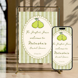 Póster Perfect pair pear bridal shower welcome sign