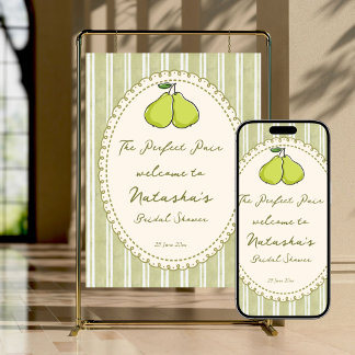 Póster Perfect pair pear bridal shower welcome sign